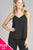 Ladies fashion plus size v-neck w/open back double strap detail woven cami top
