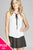 Ladies fashion plus size sleeveless contrast self-tie wool dobby woven top