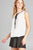 Ladies fashion plus size sleeveless contrast self-tie wool dobby woven top