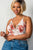 Ladies fashion plus size v neckline cream & floral sheer mesh sleeveless plus size bodysuit
