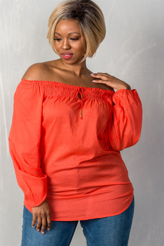 Ladies fashion plus size boho contemporary elastic off the shoulder top