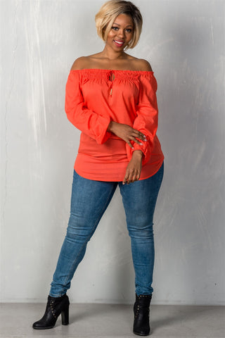 Ladies fashion plus size boho contemporary elastic off the shoulder top
