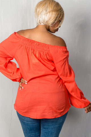 Ladies fashion plus size boho contemporary elastic off the shoulder top