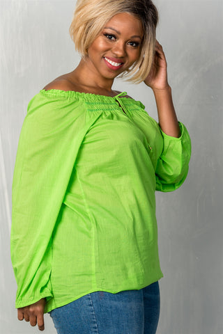 Ladies fashion plus size boho contemporary elastic off the shoulder top