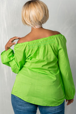 Ladies fashion plus size boho contemporary elastic off the shoulder top