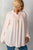 Ladies fashion plus size  long sleeve with elastic cuffs, elastic high neckline & elastic chest detail, sheer, triangle metallic detail allover, high-low hem, relaxed fit, button up & self tie closure detail top
