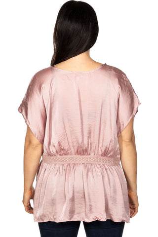 Ladies fashion plus size satin crochet waist baby-doll to