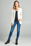 Ladies fashion long sleeve open front ribbed knit cardigan