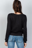 Ladies fashion black hole & sequins knit pullover sweater