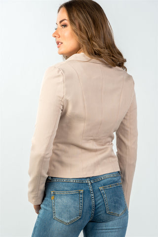 Ladies fashion hook-and-eye front closure classic solid blazer