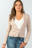 Ladies fashion hook-and-eye front closure classic solid blazer