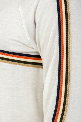 Ladies fashion round neckline colored stripes long sleeves knit top