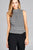 Ladies fashion leeveless neck and waist smocked detail stripe rayon spandex top