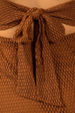 Ladies fashion ruffle hem sheer mesh crochet leg-slit midi dress - merchandiserus2