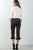Ladies fashion all over pin stripes ruffle hem high waist culottes pants