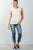 Ladies fashion round neckline "love someone" graphic side flowy tee