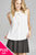 Ladies fashion plus size sleeveless v-neck self tie w/eyelet detail front button woven top