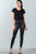 Ladies fashion knee panel ankle zipper moto skinny leggings