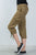 Ladies fashion capri pants with adjustable leg tie