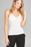 Ladies fashion v-neck rayon spandex rib cami crop top