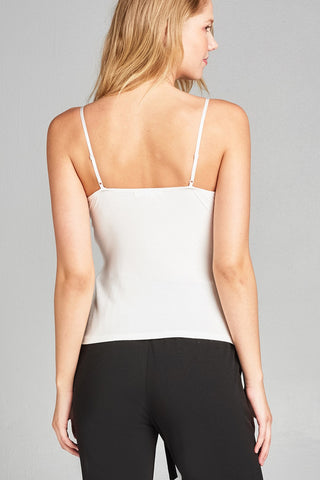 Ladies fashion v-neck rayon spandex rib cami crop top