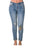Ladies fashion denim distress embroidered capri pants with pockets