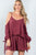 Ladies fashion tie long sleeve cold shoulder flounce romper