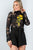 Ladies fashion high neck long sleeves floral embroidered crochet belted romper