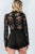 Ladies fashion high neck long sleeves floral embroidered crochet belted romper