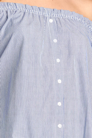 Ladies fashion sleeve tie off the shoulder stripe cotton top