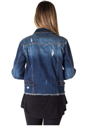 Ladies fashion distress denim jacke