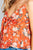 Ladies fashion plus size heart neck w/self tie detail floral print cami woven top