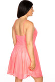 Ladies fashion plus size spaghetti strap pink nude illusion striped midi dress