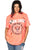Ladies fashion plus size graphic short-sleeve distressed hoodie