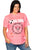 Ladies fashion plus size graphic short-sleeve distressed hoodie