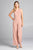 Ladies fashion double v-neck long wide jumpsuit