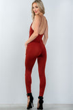 Ladies fashion low back cowl neck bodycon jumpsuit