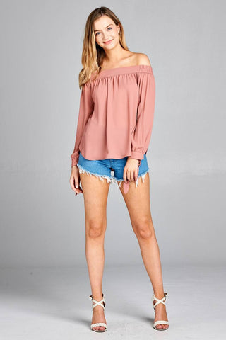 Ladies fashion long sleeve wide cuff w/contrast color tie wool dobby woven top