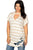Ladies fashion plus size round neckline striped and destroyed cutout tee