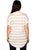 Ladies fashion plus size round neckline striped and destroyed cutout tee