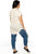 Ladies fashion plus size round neckline striped and destroyed cutout tee
