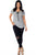 Ladies fashion plus size lace stripe knit top