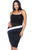 Ladies fashion plus size black blue white color block pencil midi skirt