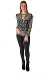 Ladies fashion  choker lace up cold shoulder sweatshirt top with applique