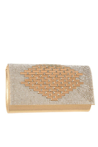 Rhinestone pave pattern evening clutch bag