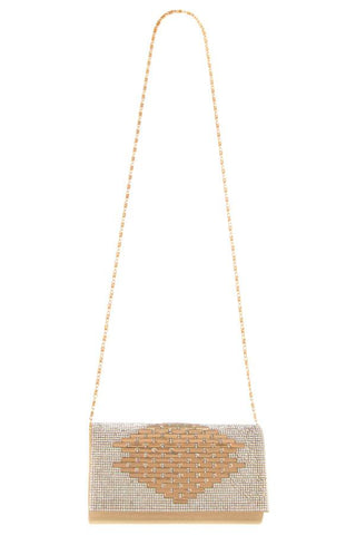 Rhinestone pave pattern evening clutch bag