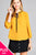 Ladies fashion plus size 3/4 sleeve contrast color tie woven top