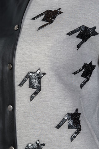 Ladies fashion black & grey colorblock jacket