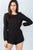 Ladies fashion black double tie-back long sleeve romper