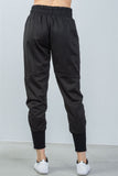 Ladies fashion ankle lenght black zipper high waisted jogger pants